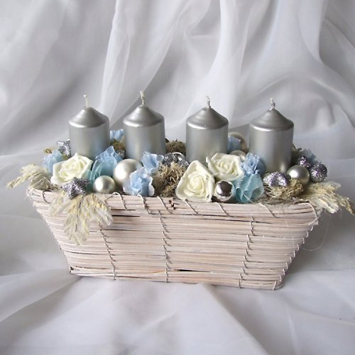 Adventní svícen modro-stříbrný — foto 1