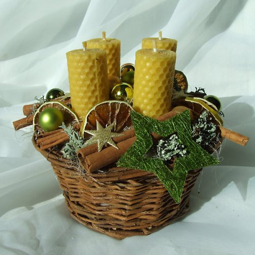 Adventní svícen medový do zelena — foto 1