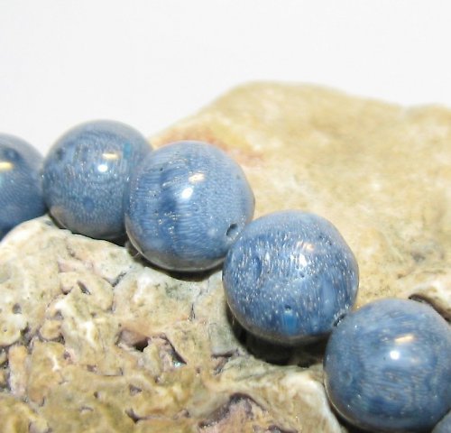 Korál houbový modrý - kulička 10 mm — foto 1