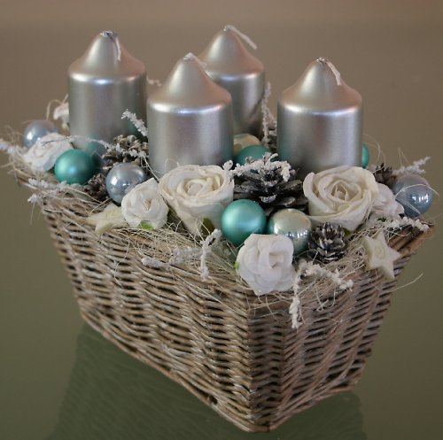 Adventní svícen bílotyrkysový — foto 1