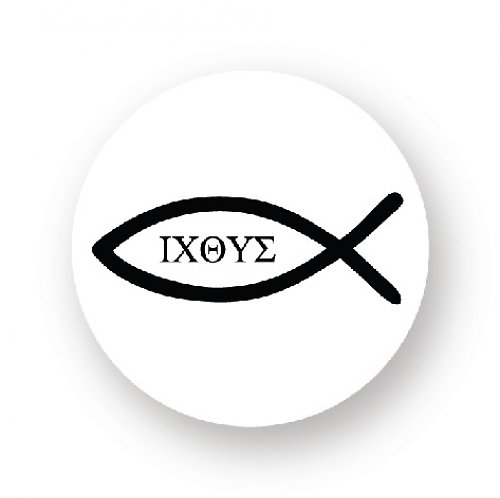 Placka s rybkou - ICHTHYS černá