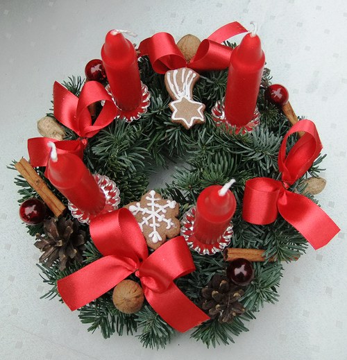 Adventní věnec malý červený — foto 1