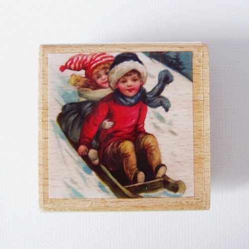 Razítko - Christmas 6 - Sledging Children — foto 1