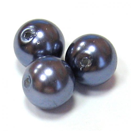 Perly voskové - 10 mm - šedomodrá - 10 ks