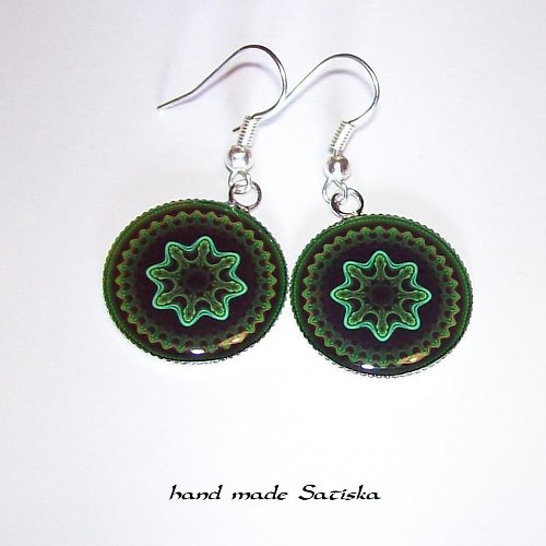 Mandala Green náušnice — foto 1
