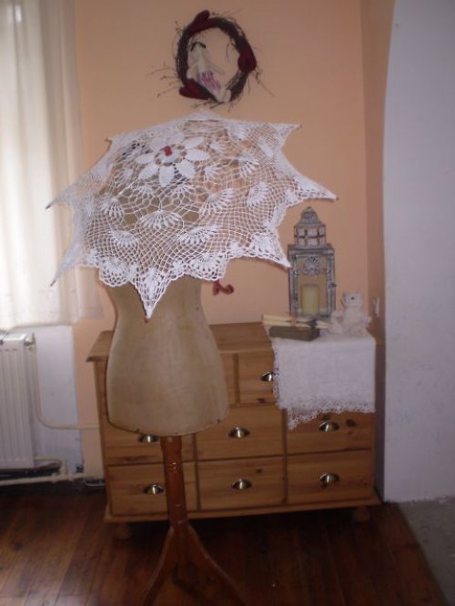 Háčkovaný krajkový deštník, paraplíčko — foto 1