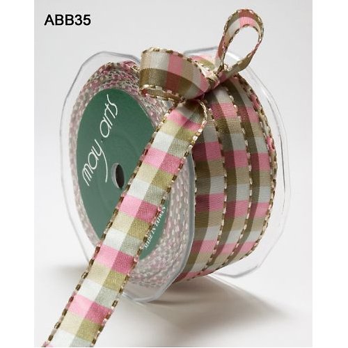 Stuha May Arts - CHECK Pink/Green — foto 1