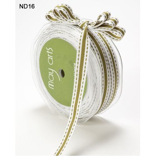 Stuha May Arts - STITCH White/Olive — foto 1