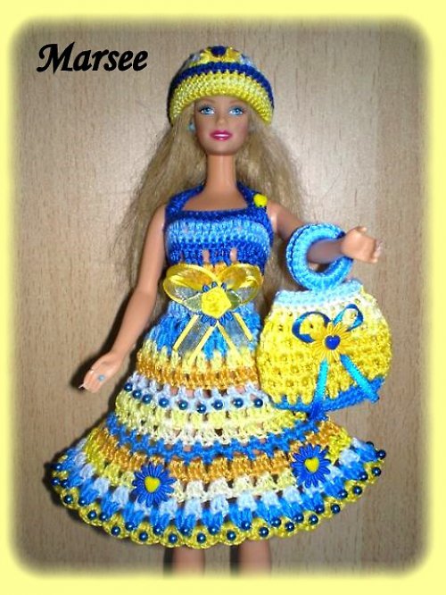 Modro - žluté šatky pro barbie — foto 1