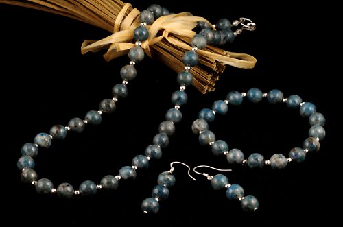 Lapis Lazuli - Set Náramek, Náhrdelník, Náušnice — foto 1