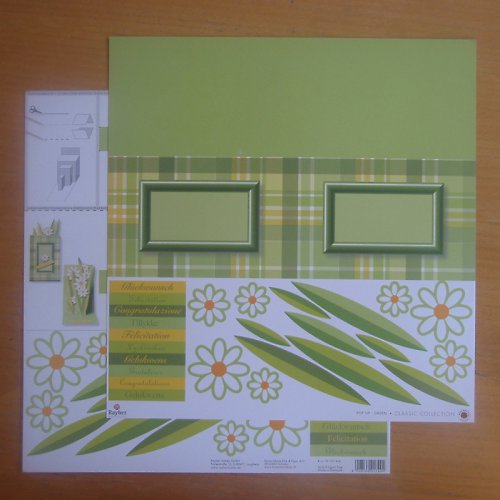 Scrapbookový papír - přání květy - zelené — foto 1