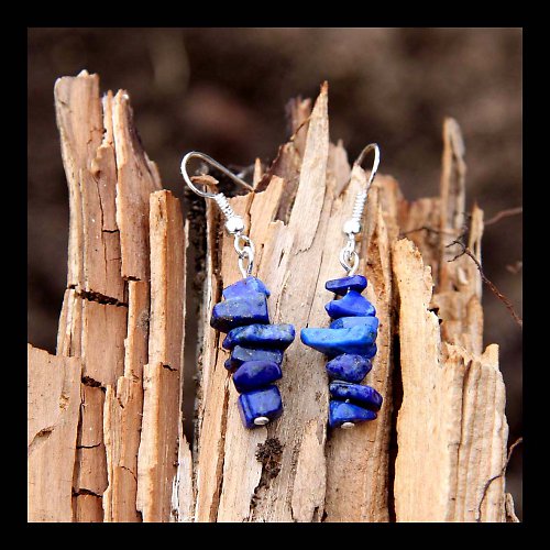 Náušnice Zlomky - Lapis Lazuli... — foto 1