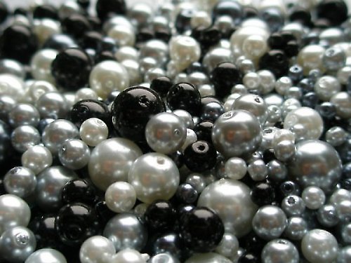 Směs perliček - černobílá, 25 gr (4-10mm) — foto 1