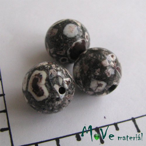 Korálky Marble tmavě šedá 12 mm 3 ks — foto 1