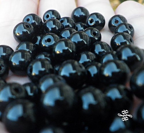 Černé skleněné, 8mm - 30ks — foto 1