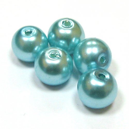 Perly voskové - 8 mm - tyrkysová - 10 ks