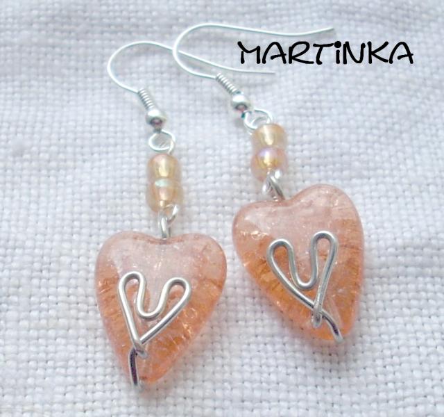 Náušnice - oranžová srdíčka — foto 1