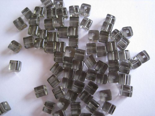 Skleněná kostička šedá, 4 mm, 50 ks / 14,-- Kč