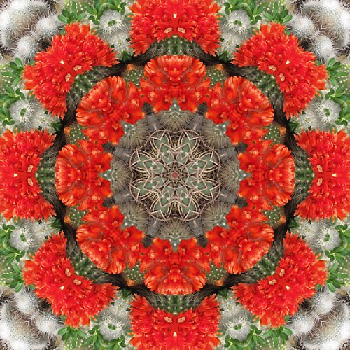 Mandala kvetoucích kaktusů