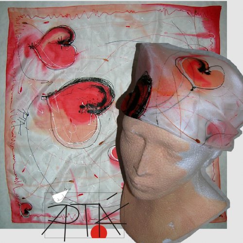 Hedvábný šátek, "SRDCE", 54x 54 cm — foto 1