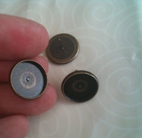 Náušnice s lůžkem/ bronz/ 14mm/ 2ks (1pár)