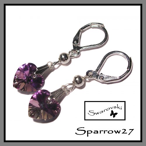 Swarovski srdíčka - lila třpyt — foto 1