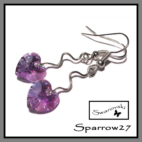 Swarovski srdíčka - zamotané violety — foto 1
