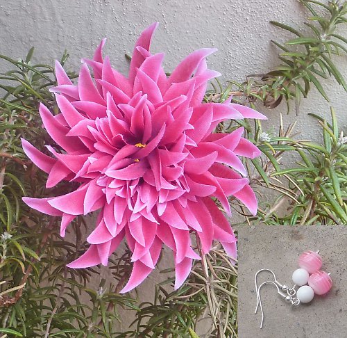 Pink flower (nušnice+gumička/náramek) — foto 1