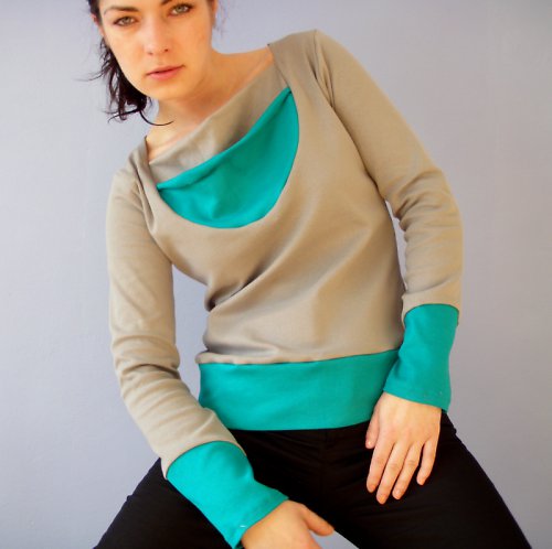 Top "Kayla" - šedá /zeleno-tyrkysová — foto 1
