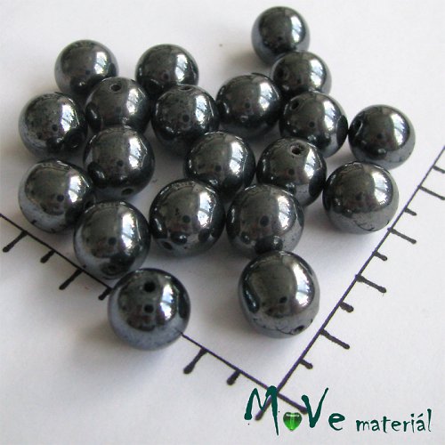České voskové perly hematit 10mm, 14 ks — foto 1