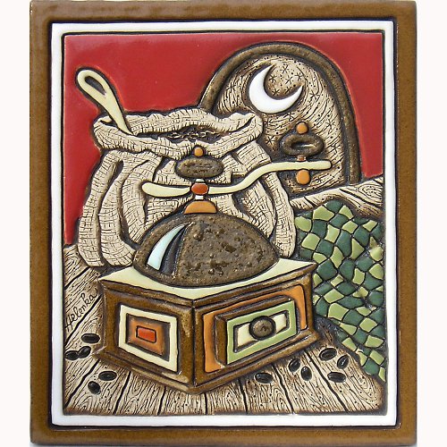 Keramický obrázek - Starý kávomlýnek K-121-CE