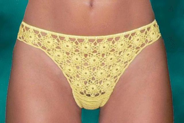 Háčkovaná tanga Sandra - světle žlutá — foto 1