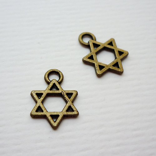 Starozlatý přívěsek hexagram (5 ks) — foto 1