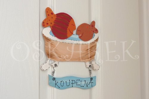 Dřevěná cedulka na dveře KOUPELNA