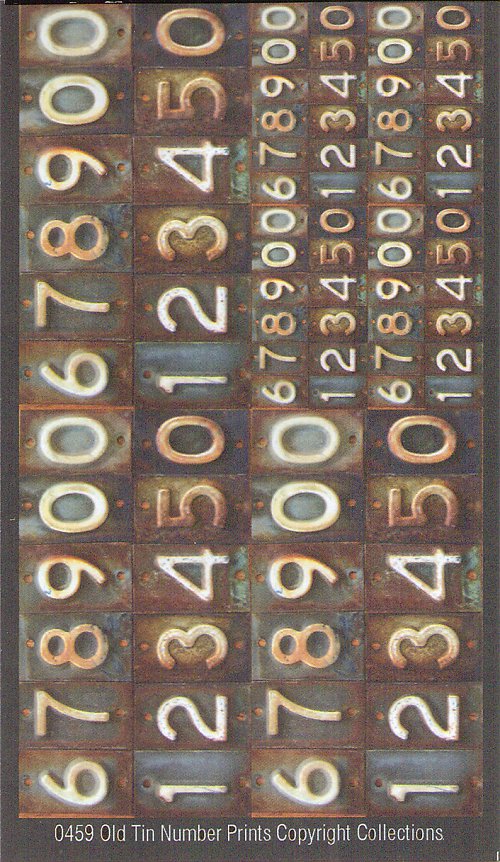 Old Tin Numeral Prints (4 sheets) - scrapbook — foto 1
