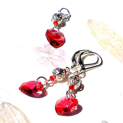 Swarovski souprava srdce indian pink