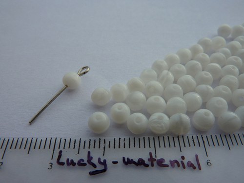 Bílé žíhané kuličky 4 mm .... 100 ks — foto 1