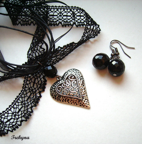 Gothic náhrdelník Tlukot srdce II. + náušnice — foto 1