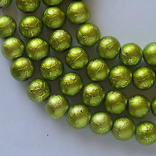 Perličky metalky Ø10mm - světle zelené SLEVA — foto 1
