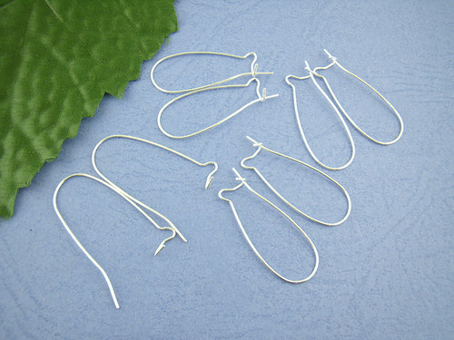 Náušnicové háčky/ velké/ stříbro/ 33x14mm/ 200ks