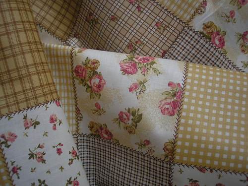 Látka - metráž - HNĚDO - BÉŽOVÝ PATCHWORK — foto 1