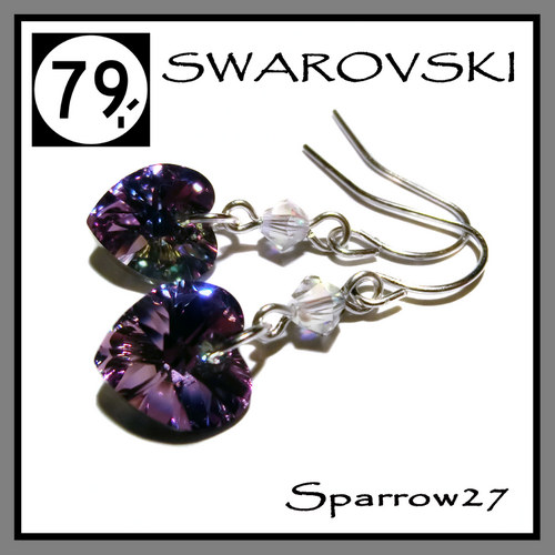 Swarovski srdíčka - lila třpyt — foto 1
