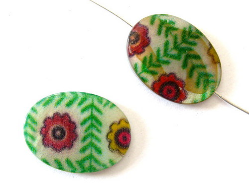 0705021/Perleťový oválek s jehličím, 20x16 mm