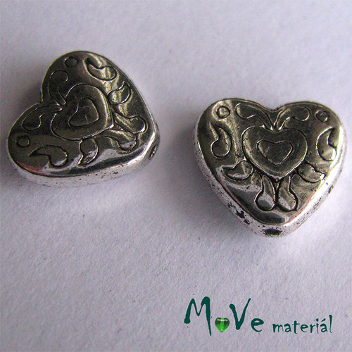Korálek kovový 11x11mm srdce, 2ks — foto 1