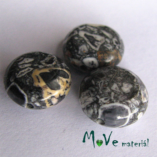 Korálky Marble placka černá 10 - 12 mm 3 ks — foto 1