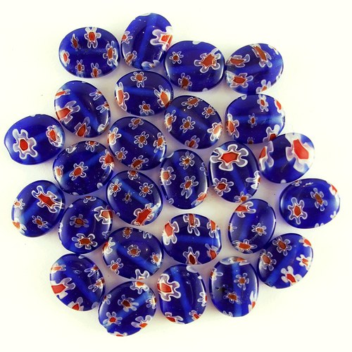 Millefiori oválky tmavě modré 4 ks — foto 1
