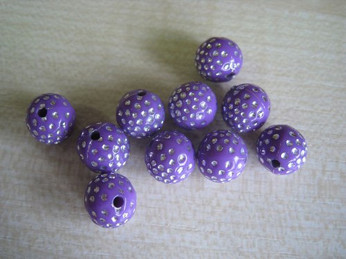 Akryl. korálky - fialové, 10 mm, 10 Ks / 9,--