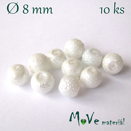Voskové perle "Zigana" 8mm, 10ks, bílé — foto 1