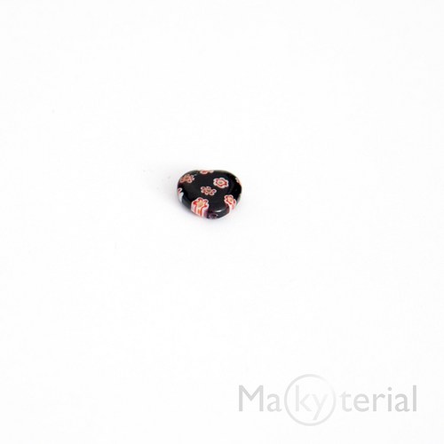Millefiori srdíčka 12mm- černá — foto 1