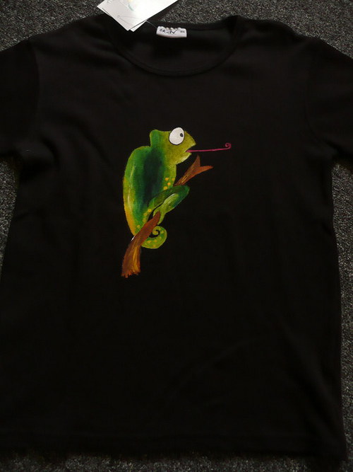 Tričko S Ručně Malovaným Chameleonem!! — foto 1